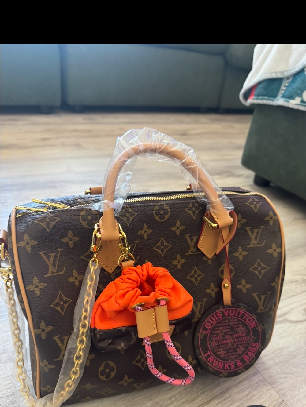 Louis Vuitton Monogram Satchel with Orange Charm